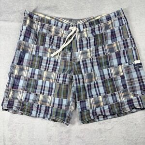 Polo Ralph Lauren Patch Plaid Swim Trunks Shorts Men's Size 40 Blue Green Yellow